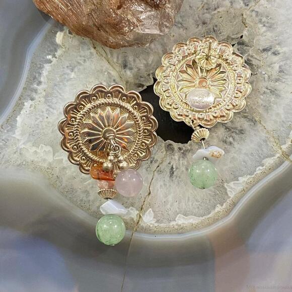 Carolyn Pollack Sterling Concho w/Multi Gemstone Beads Stud Earrings For Women - Picture 7 of 10